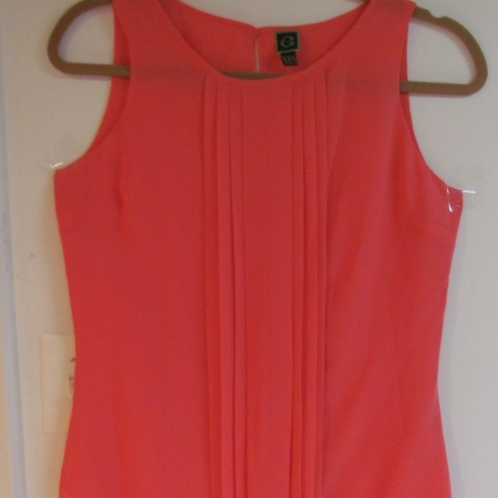 C WONDER Sleeveless Organdy Blouse, Orange XXS